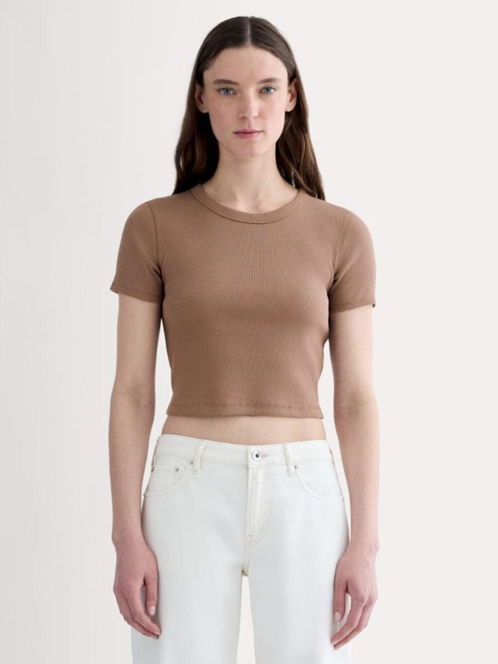 Everlane Women's '90s Rib T-Shirt in Mocha, Size Large, Cotton